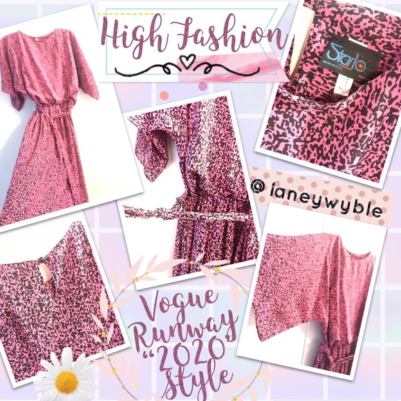 🎊Host Pick📿VOGUE Runway Pink:Black Speckled Kimono Sleeves Midi Runway Dress - Picture 6 of 16